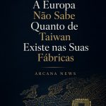 Capa do Arcana News com mapa da Europa em circuito eletrónico e um microchip, simbolizando a dependência europeia de semicondutores de Taiwan.