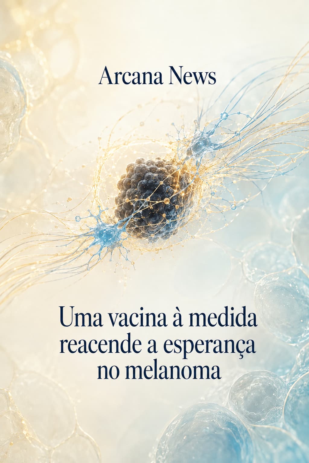 Capa editorial sobre uma vacina personalizada contra melanoma.