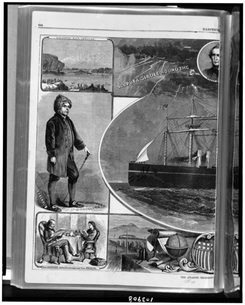 Cabos submarinos em Carcavelos: de 1870 ao 2Africa Gravura histórica de Edwin Forbes com cenas ligadas à instalação de cabos telegráficos atlânticos