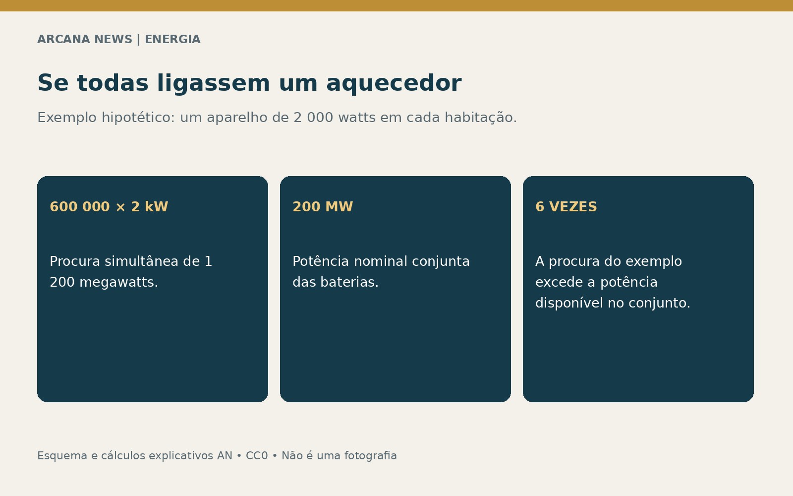Exemplo hipotético de 1 200 MW para 600 mil aquecedores elétricos