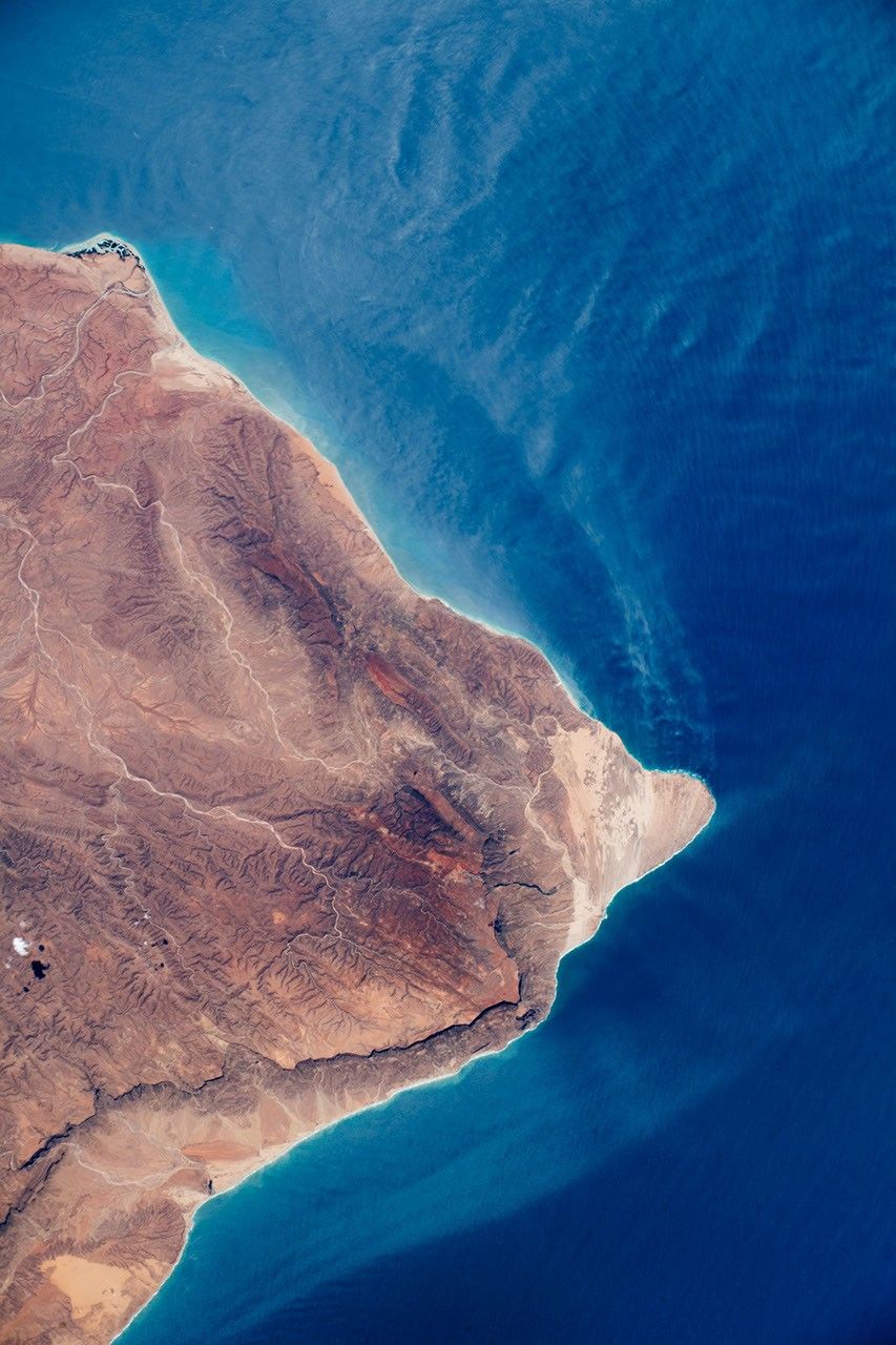 Corno de África: costa de Raas Caseyr, na Somália, vista da Estação Espacial Internacional