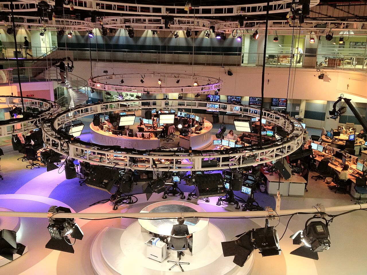 Estúdio de televisão da Al Jazeera English em Doha, visto da varanda