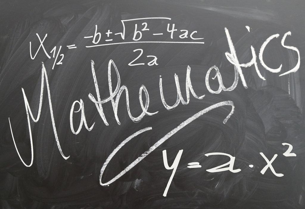 Quadro com expressões matemáticas, ilustração de contexto