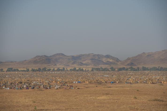 Sudão: as redes que mantêm a guerra em movimento Panorama dos abrigos de deslocados em Tawila, no Darfur, durante a guerra no Sudão.
