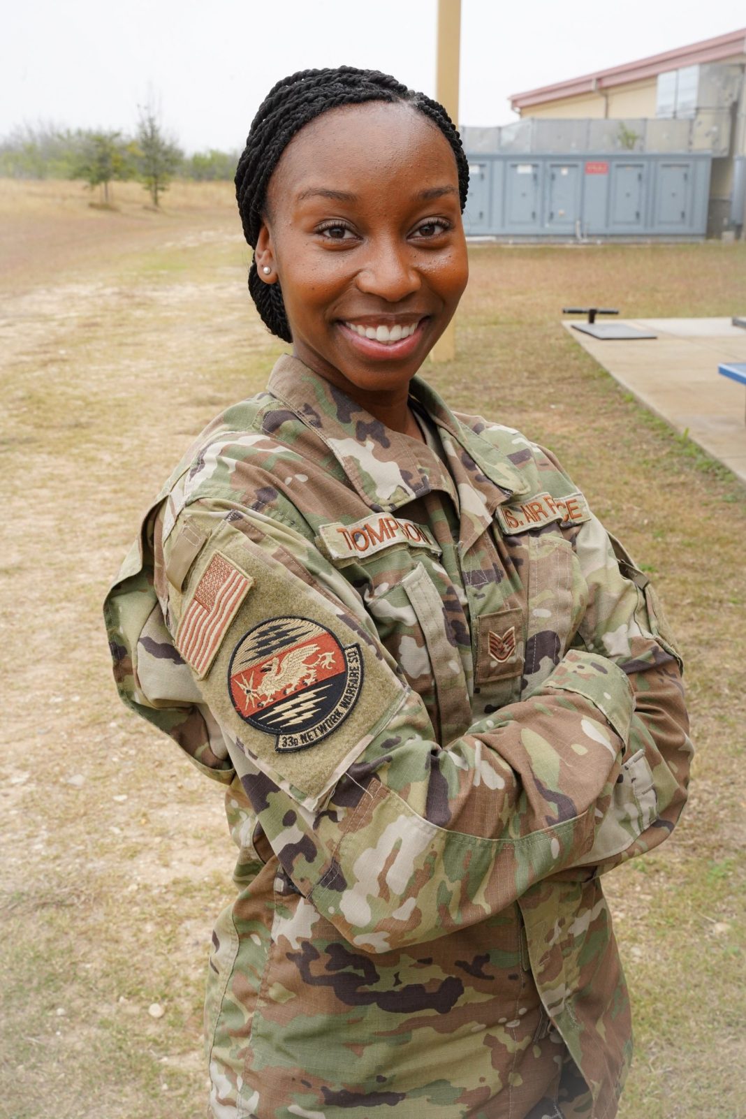 Kayla Thompson, técnica de sistemas da Força Aérea americana, fotografada em San Antonio